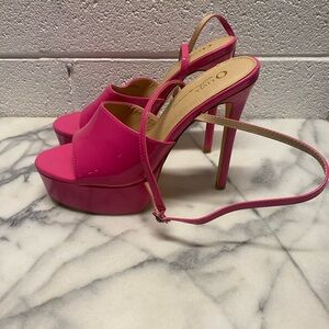 Olivia Ferguson Stiletto Platform Pink Heels Open Toe Size 8.5